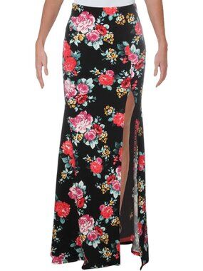 Bee Darlin Juniors Knit Floral Print Maxi Skirt,1-Piece